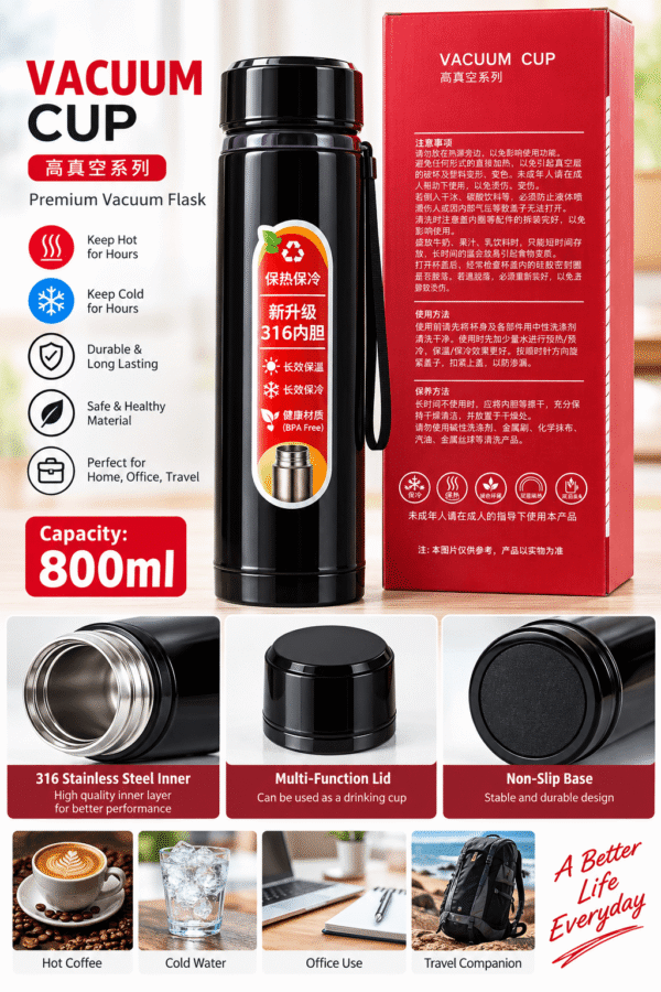 800ml Stainless Steel Vacuum Flask