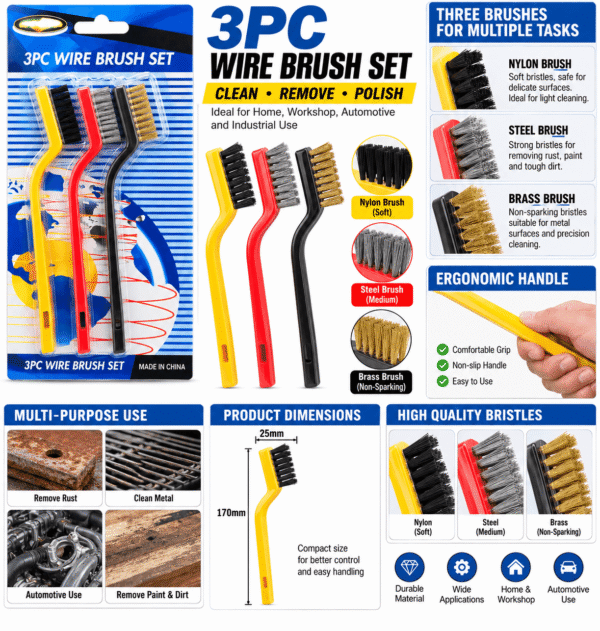 3PC Wire Brush Set