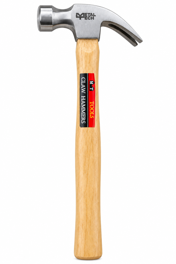 Metal Tech claw hammer with wooden handle for home and DIY repairs